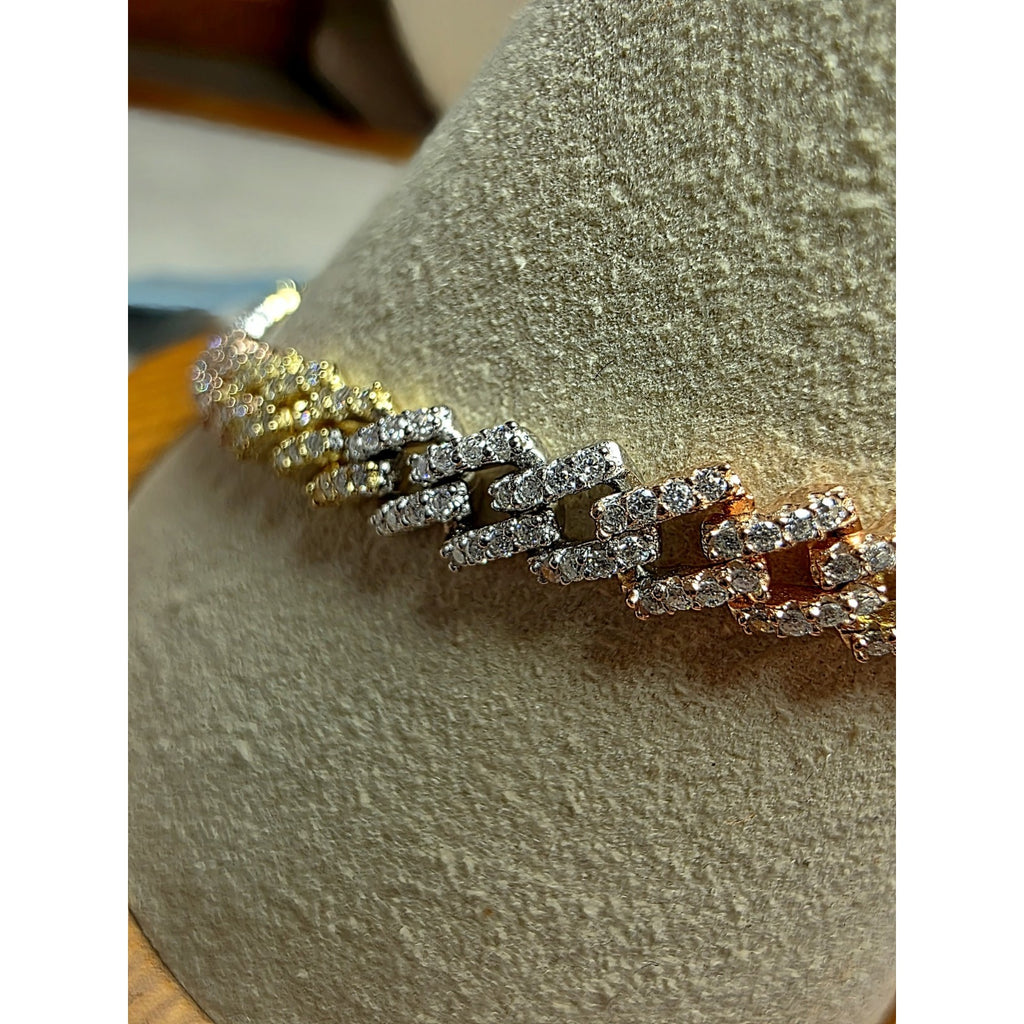 7.5" 6mm Moissanite Tri-Color Monaco Bracelet W/Box Lock 925 Sterling Silver