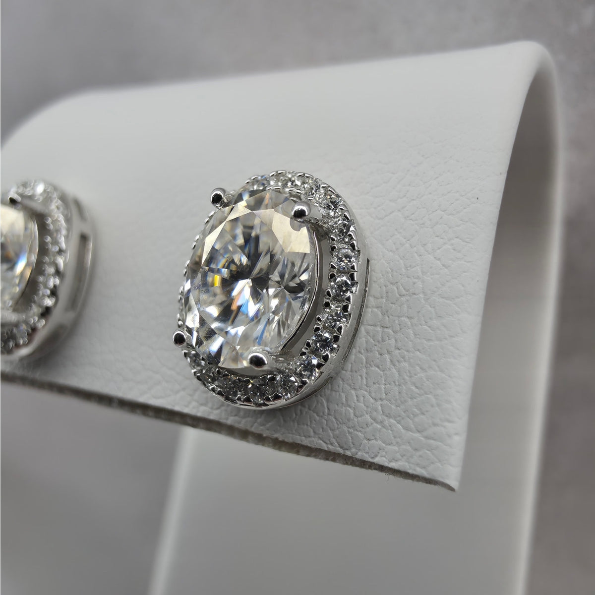 3.27ctw Moissanite Halo Stud Earrings 925 Sterling Silver w/Butterfly Push Backs