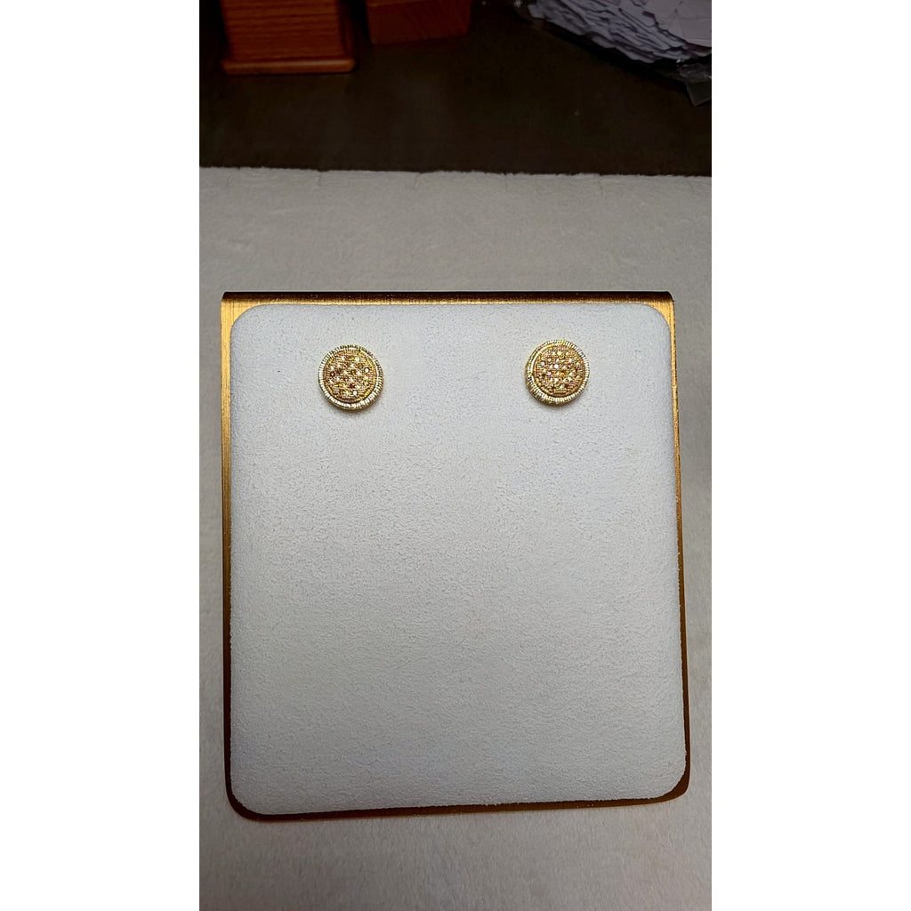 10mm Round Yellow Natural Diamond Stud Earrings 0.10CTW 14k Gold over 925 Sterling Silver
