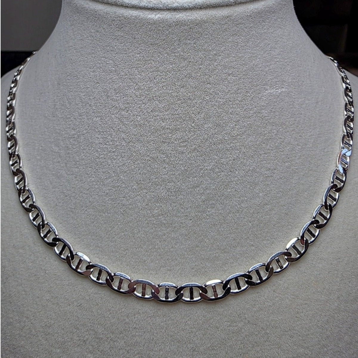 18" Flat Mariner Chain 5.5mm 15g Solid 925 Sterling Silver