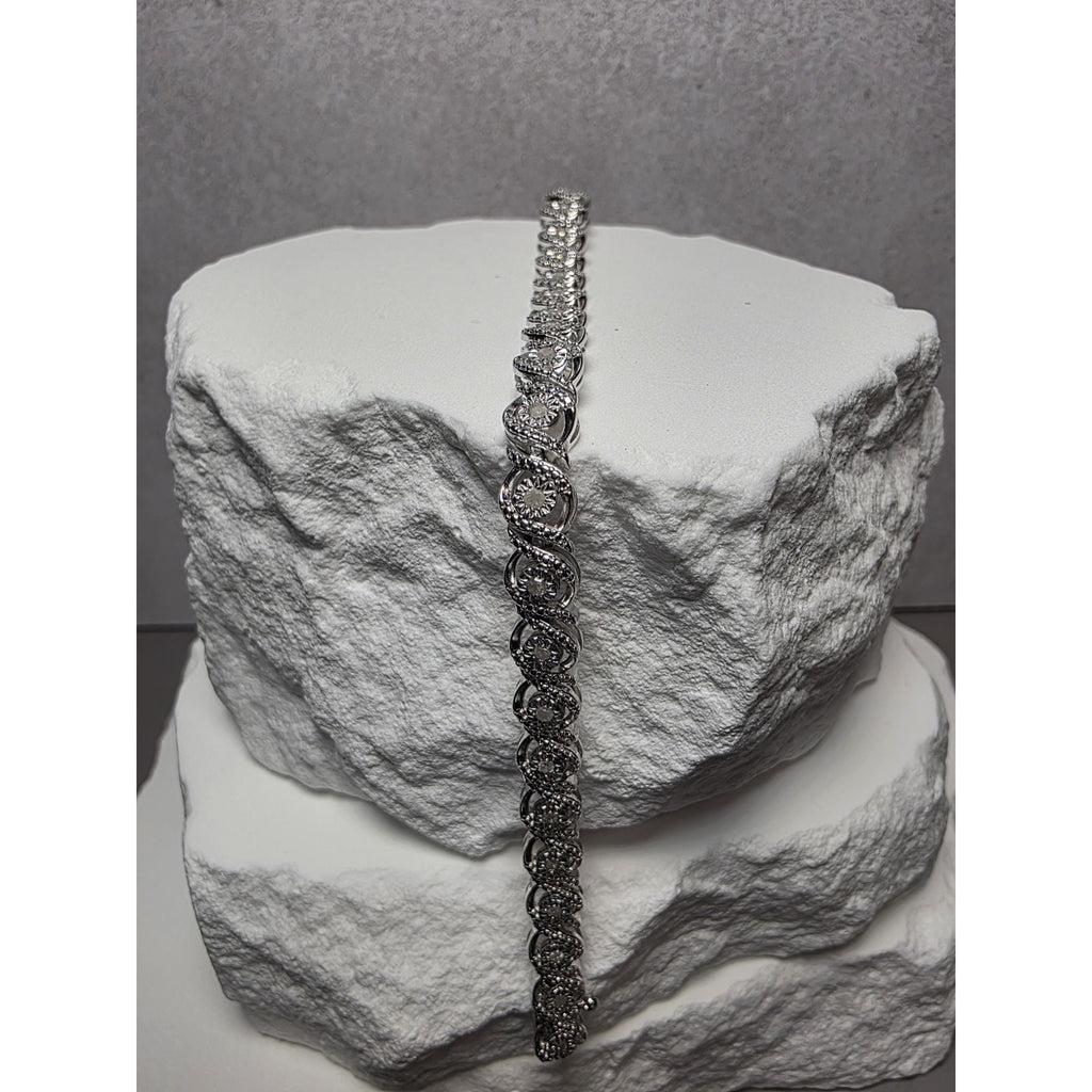 7" 5.7mm 0.5ctw Natural Diamond Bracelet 925 Sterling Silver