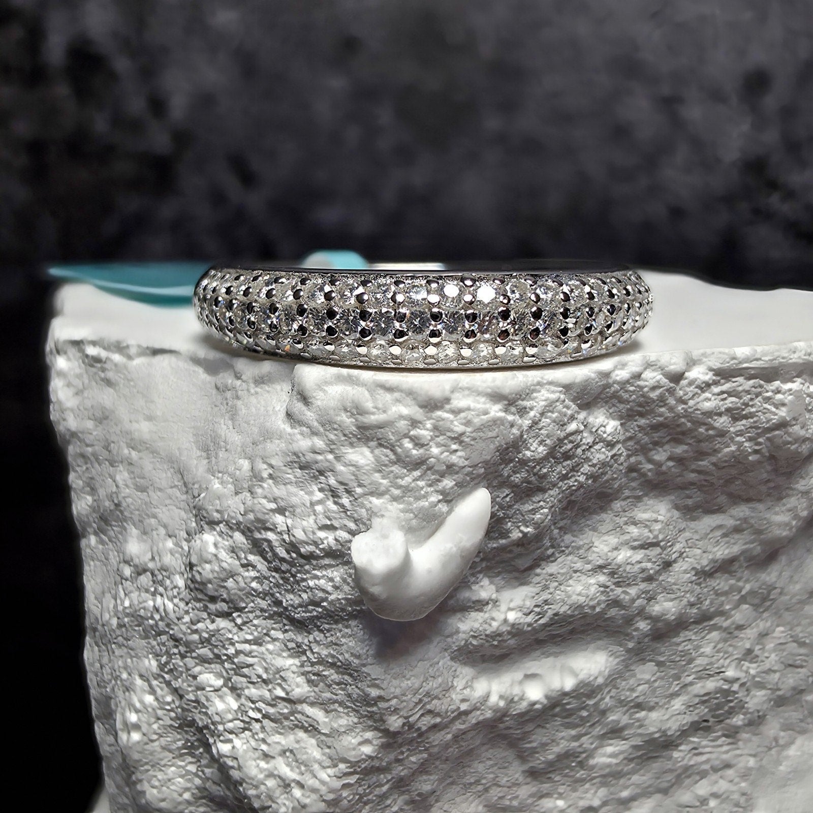0.89 CTW Moissanite Pavé Band Ring in 925 Sterling Silver – Size 7