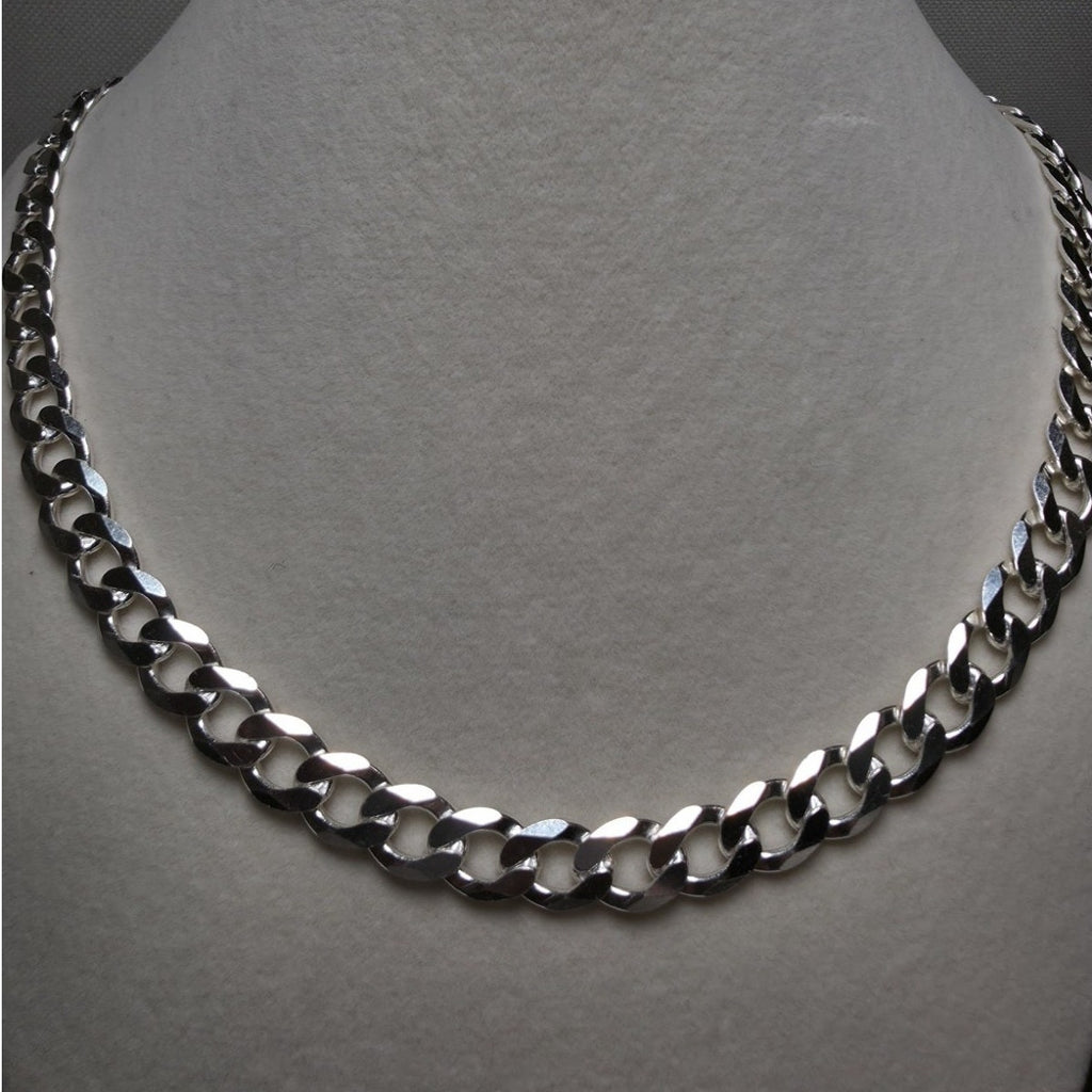 24" Cuban Curb Link Chain 8.8mm 51g Solid 925 Sterling Silver Italy