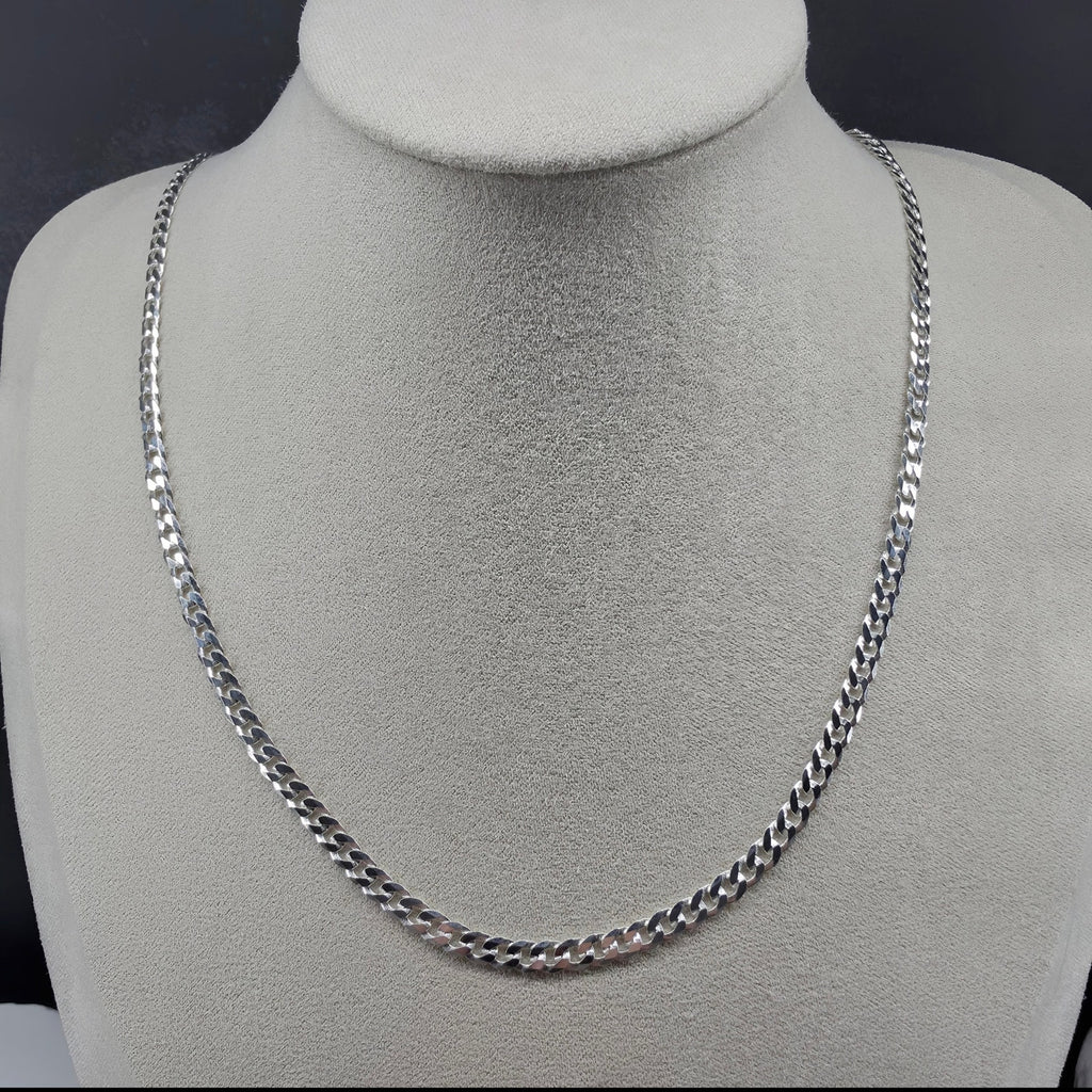 925 Sterling Silver 4mm Italian Flat Cuban Curb Chain 24" (11.10g)