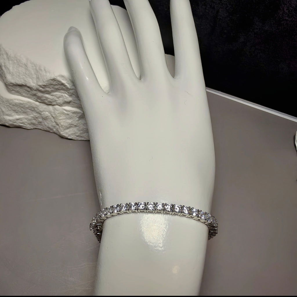 925 Sterling Silver 3.4mm CZ Tennis Bracelet - 7 Inches w/Box Lock