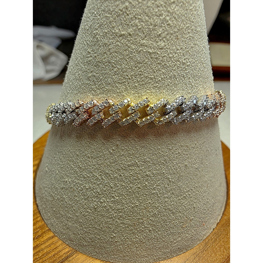 7.5" 6mm Moissanite Tri-Color Monaco Bracelet W/Box Lock 925 Sterling Silver
