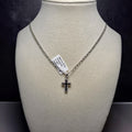 0.16 ctw Moissanite Cross Pendant, 2.7mm Mariner Necklace 18" in 925 Sterling Silver