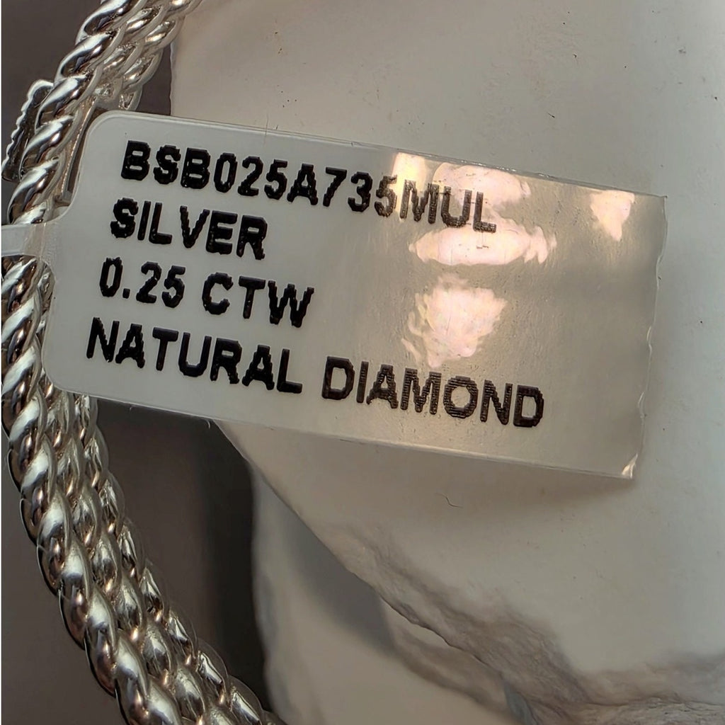 0.25ctw Multicolor Natural Diamond Adjustable Bangle in Solid 925 Silver (22g)
