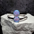 925 Sterling Silver Blue Lab Opal Round Hoop Earrings