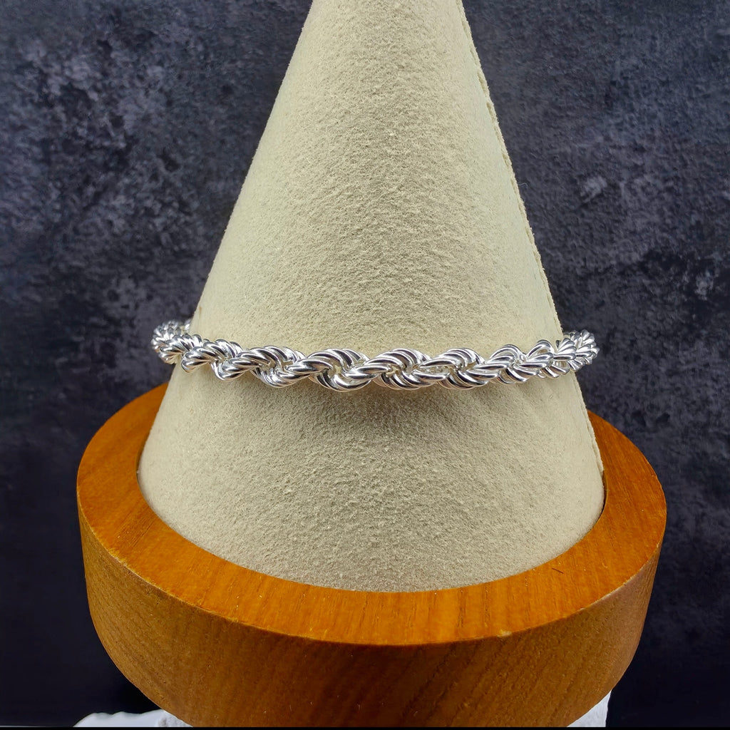 925 Sterling Silver 5mm Italian Rope Bracelet (8 Inch, 6.6g)