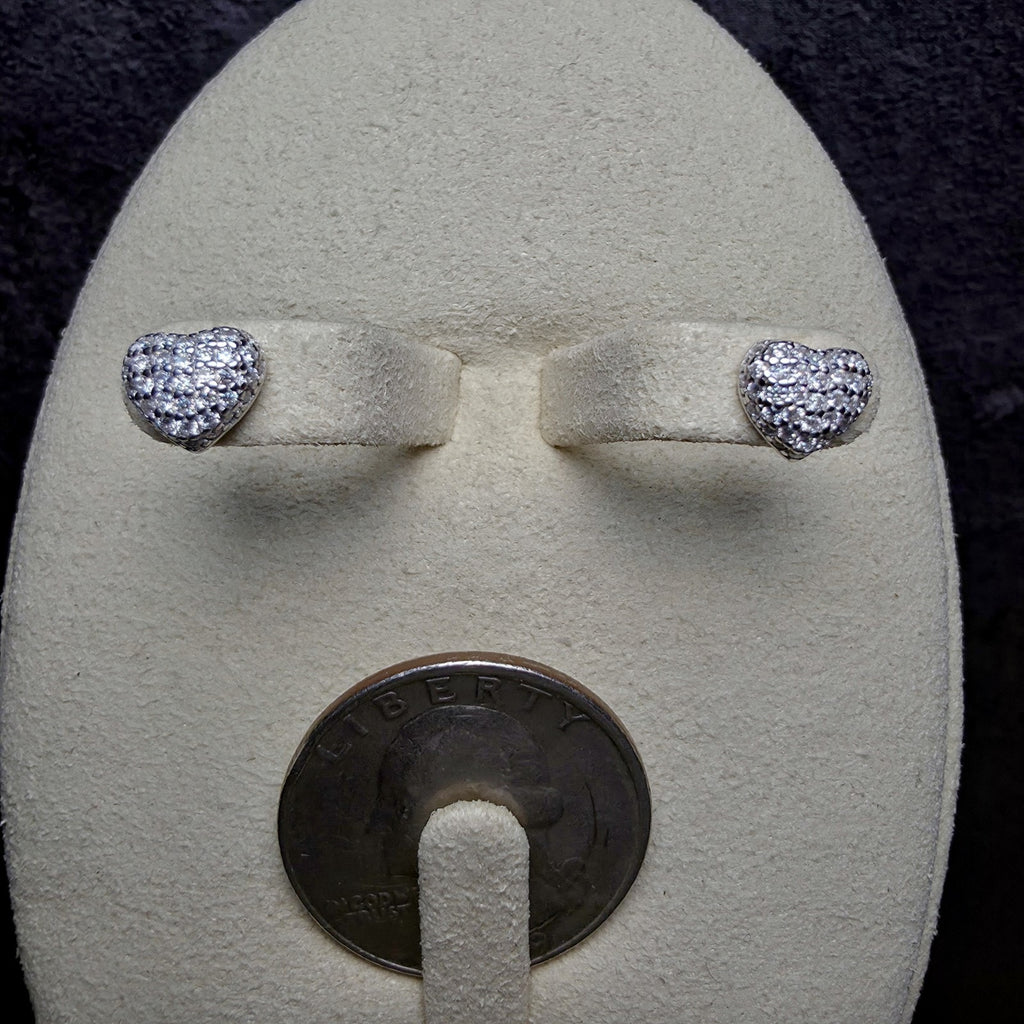 0.42 CTW Pavé Moissanite Heart Stud Earrings in 925 Sterling Silver