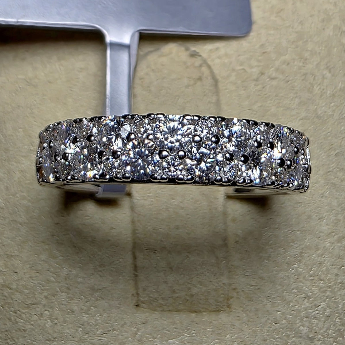 Size 6 0.90ctw Moissanite Two-Row Half Eternity Band 925 Sterling Silver Ring