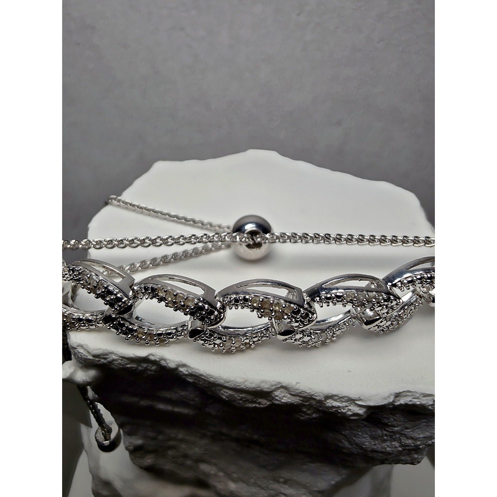 6-9" Adjustable 0.23ct Natural Diamond Infinity Bracelet 925 Sterling Silver