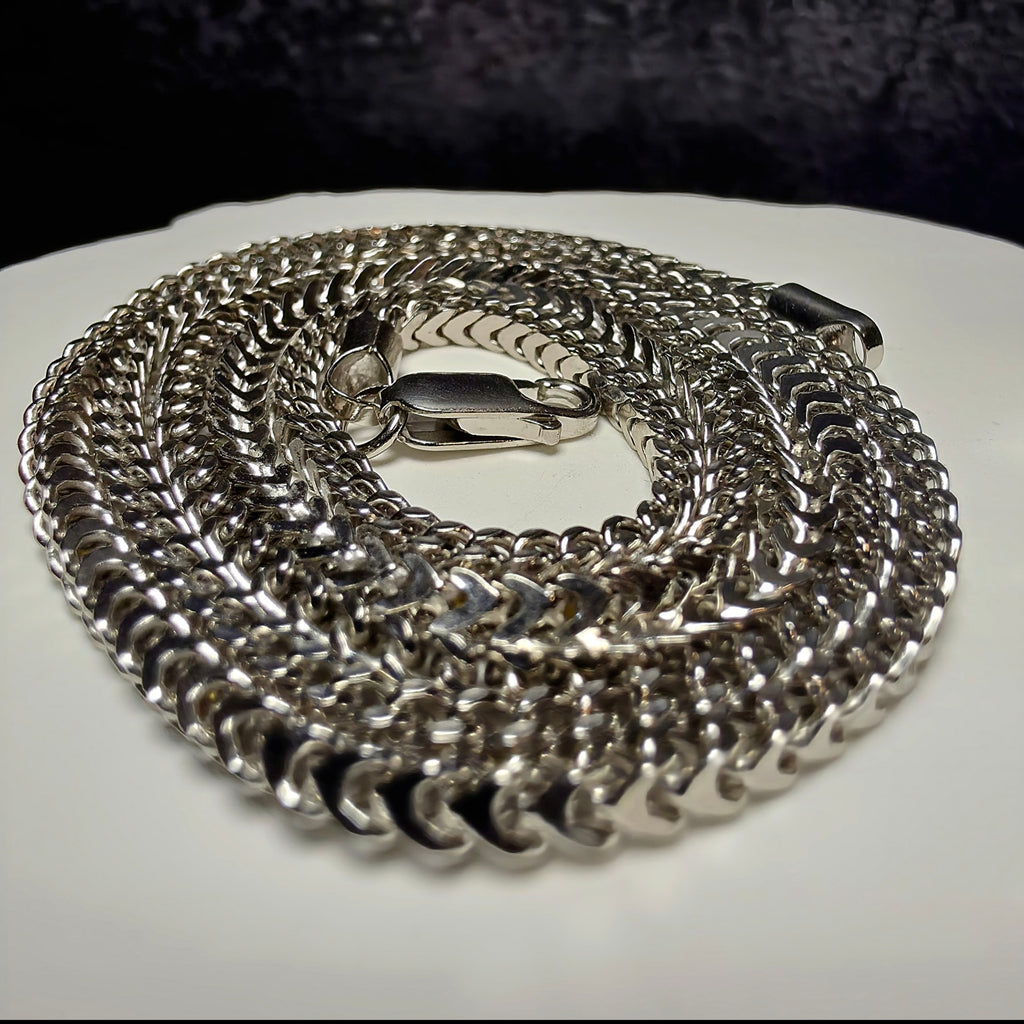 2.6mm Franco Chain in Solid 925 Sterling Silver w/Rhodium  – 24 Inch (8.87g)