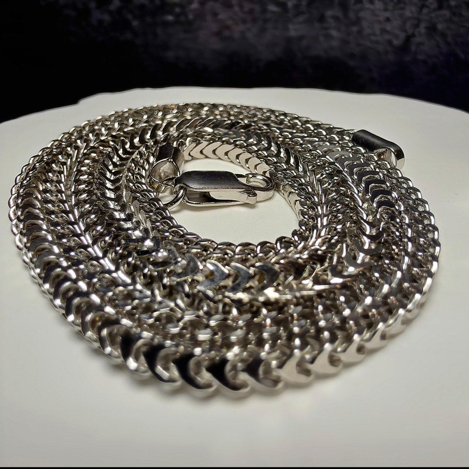 2.6mm Franco Chain in Solid 925 Sterling Silver w/Rhodium  – 24 Inch (8.87g)