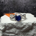 Size 7 1.33ct Natural Sapphire & Moissanite Ring 925 Silver GGL Certified