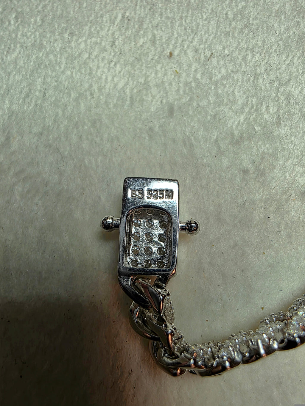 7.5" 6mm Pavé Moissanite Miami Cuban Bracelet Box Clasp 925 Silver 12.19g