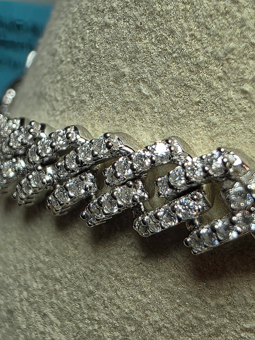 7.5" 6mm Pavé Moissanite Miami Cuban Bracelet Box Clasp 925 Silver 12.19g